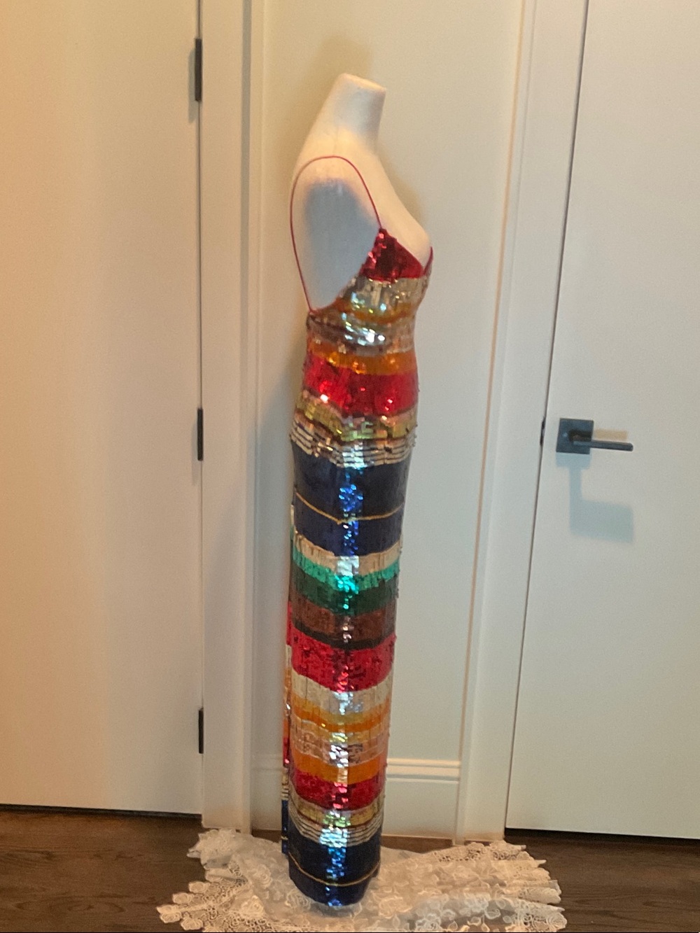 Alice + Olivia Multicolor Sequin Stripe Maxi Dress - Picture 4 of 5